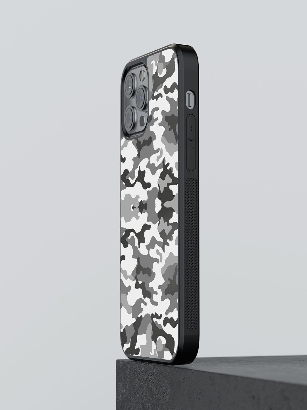 

macmerise Grey Camo Design iPhone 12 Pro Max Bumper Phone Back Case