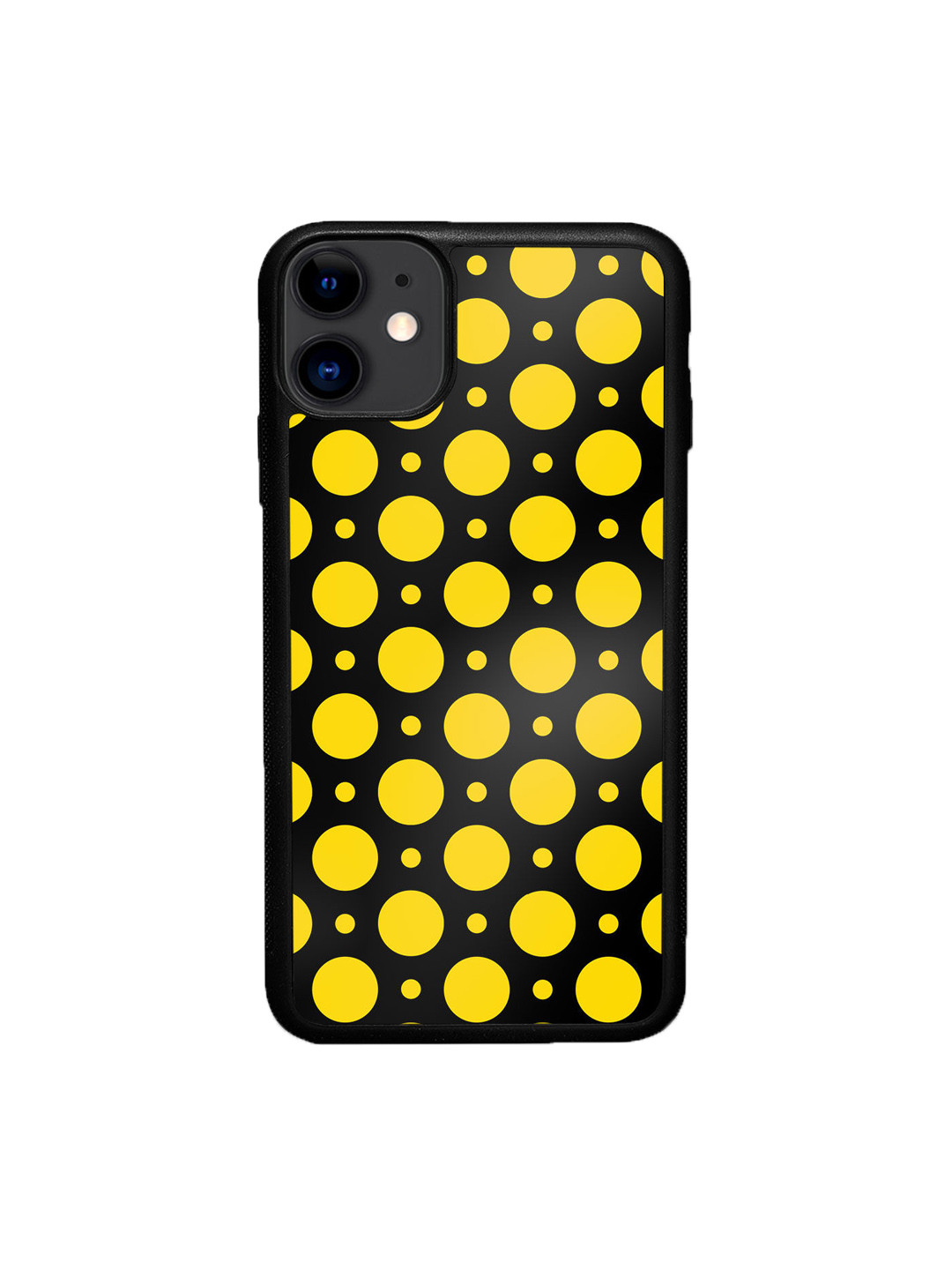 

macmerise Black & Yellow Polka Dot Design iPhone 11 Bumper Phone Back Case