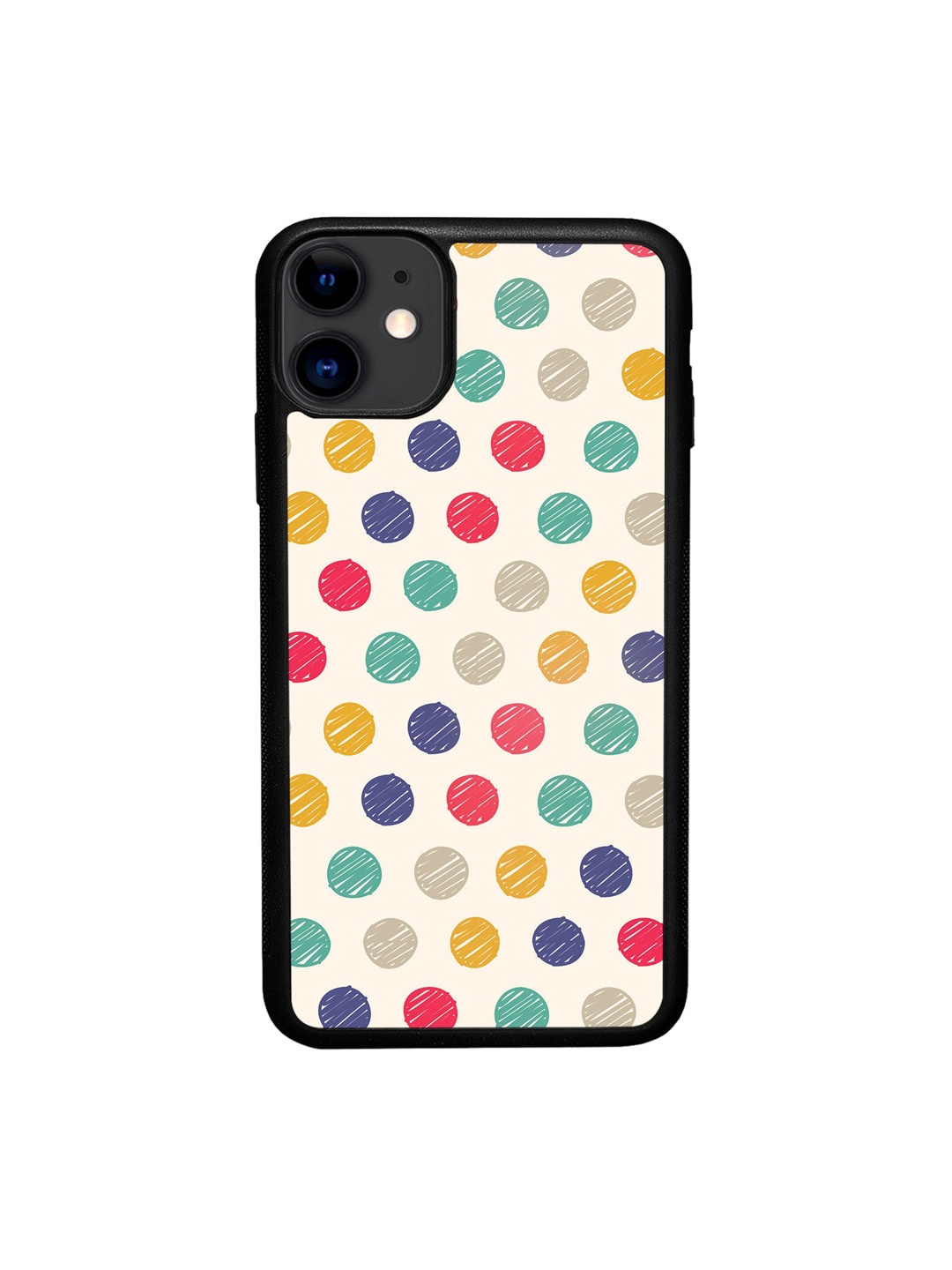 

macmerise Cream Polka Dot Scribbles Design iPhone 11 Bumper Phone Back Case