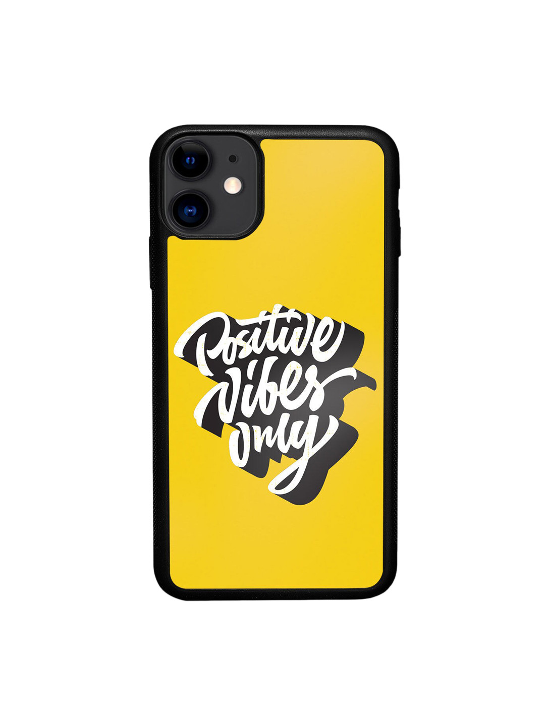 

macmerise Yellow & White Printed Positive Vibes Only iPhone 11 Bumper Phone Back Case