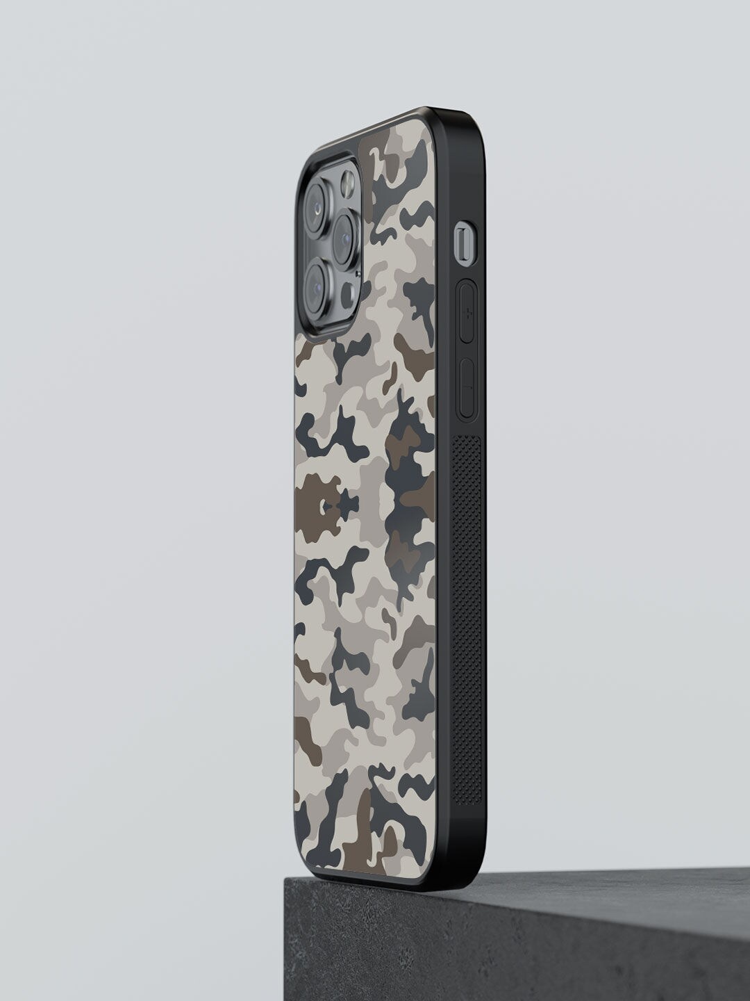 

macmerise Grey Camouflage Printed Rubber iPhone 12 Pro Max Phone Back Case, Beige