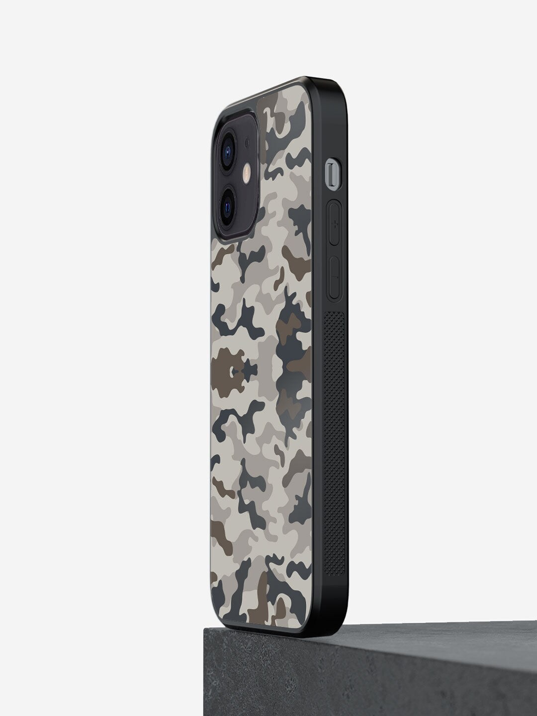 

macmerise Grey Camo Field Drab Design iPhone 12 Bumper Phone Back Case