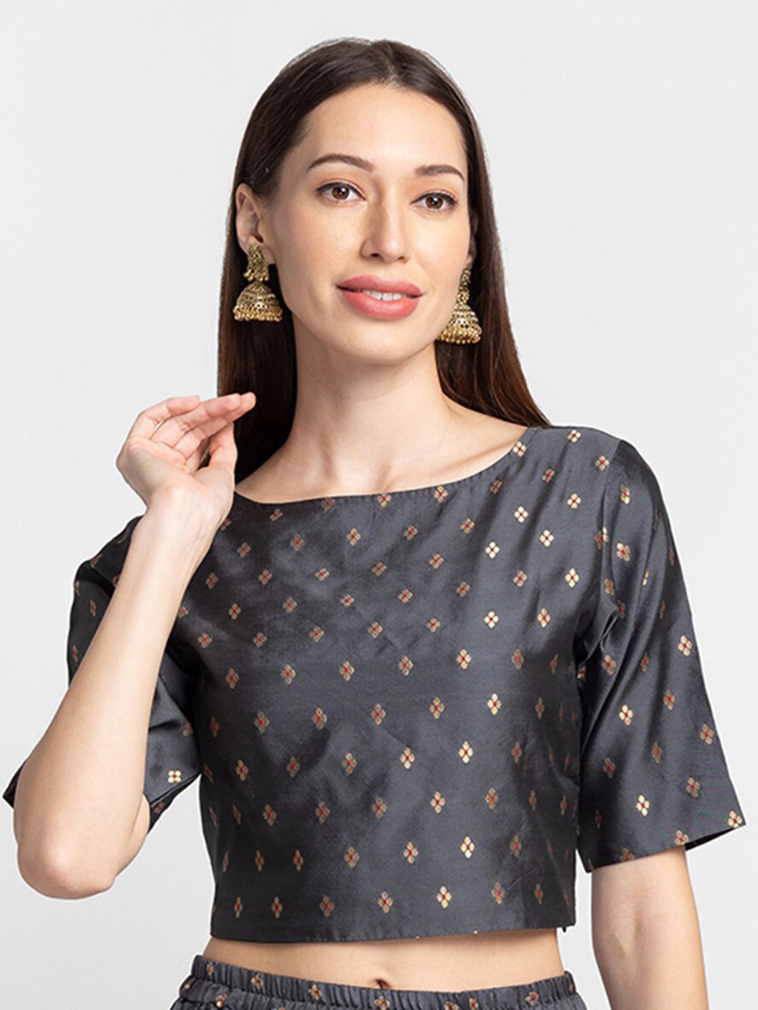 

Globus Women Grey Print Crop Top