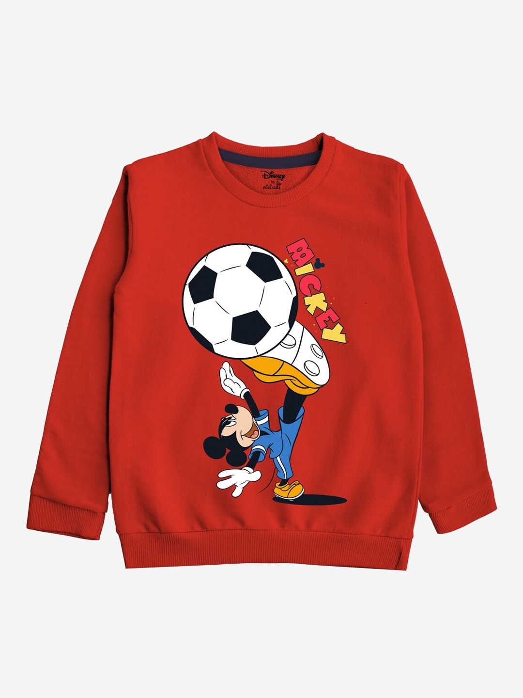 

Minicult Unisex Kids Red Printed Cotton Sweatshirt