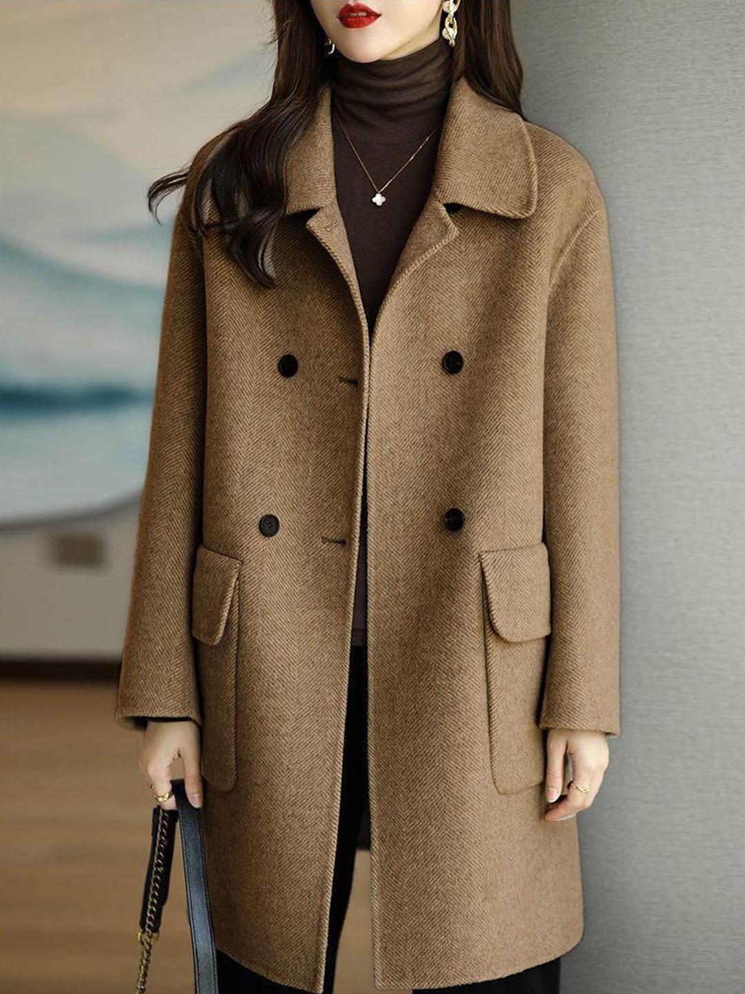 

BoStreet Women Khaki Solid Overcoat