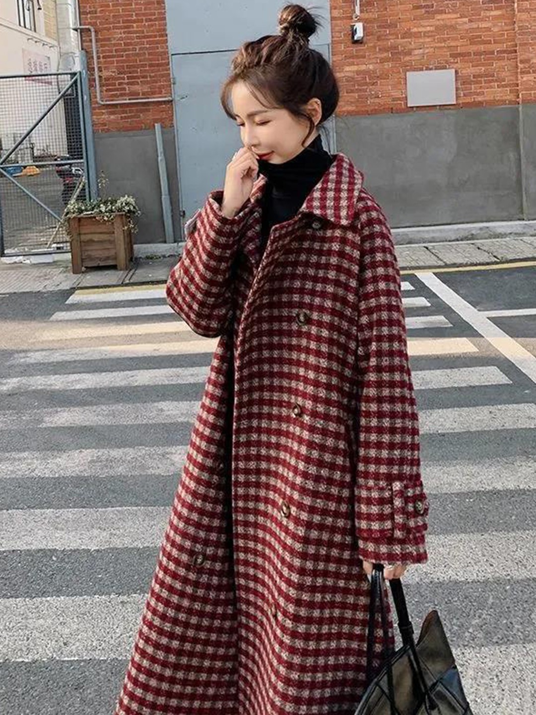 

BoStreet Women Red Checked Overcoat