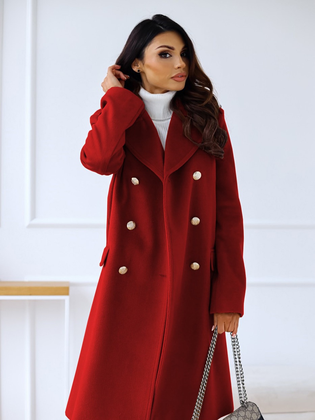 

BoStreet Women Red Solid Cotton Over Coat