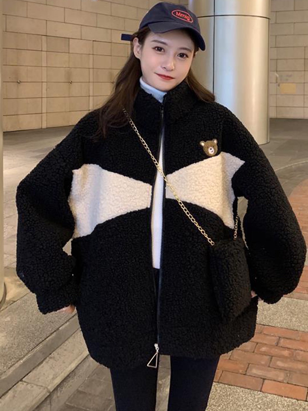 

BoStreet Women Black & Cream Solid Coats