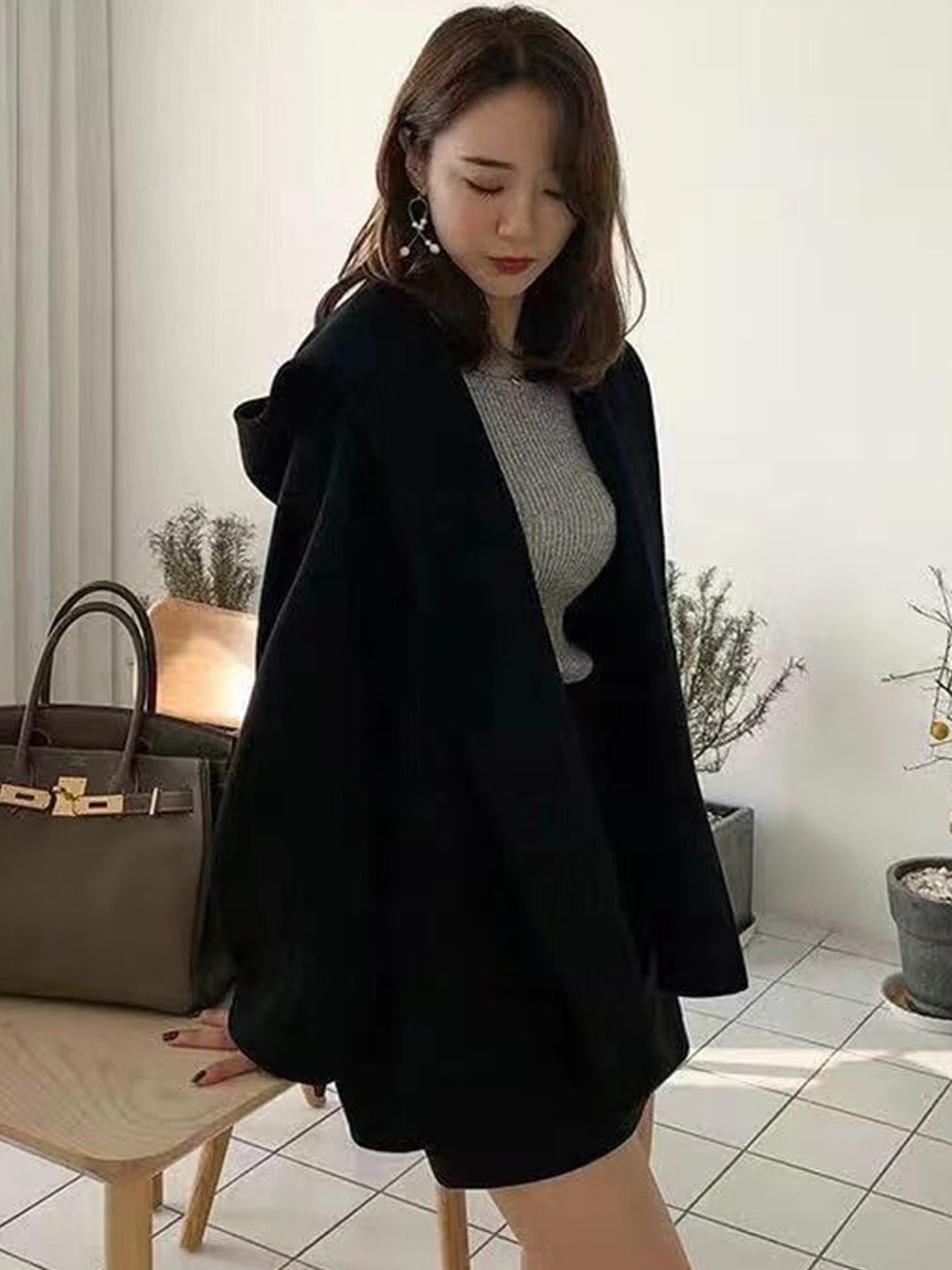 

BoStreet Women Black Polyester Regular-Fit Longline Overcoat