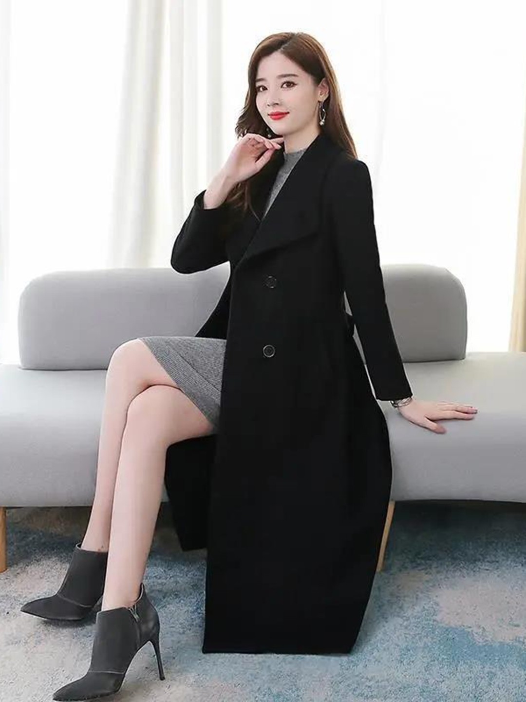 

BoStreet Women Black Solid Longline Overcoat