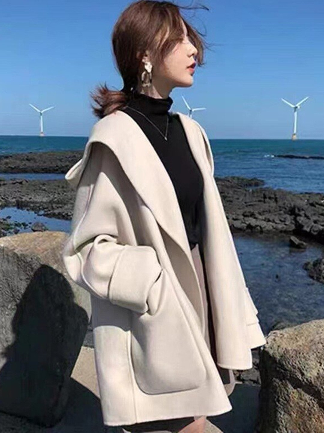 

BoStreet Women Beige Solid Front Open Coat