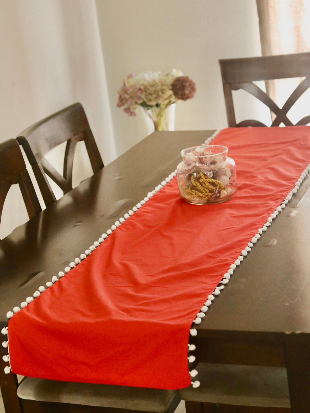 

My Gift Booth Red Pom-Pom Border Table Runner