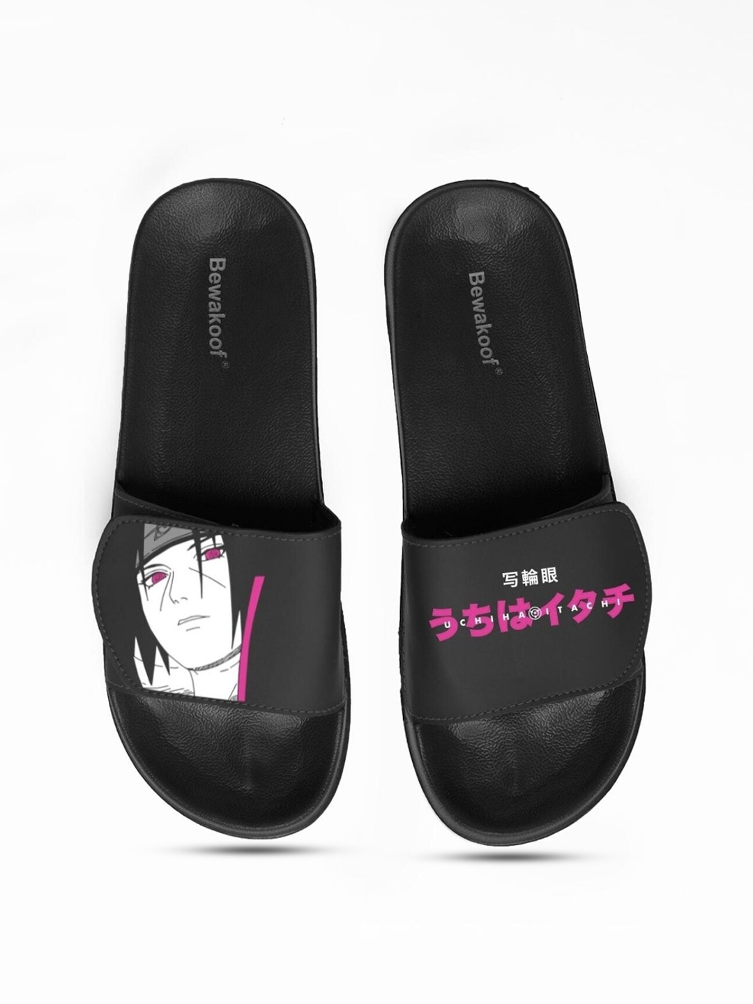 

Bewakoof Men Black & White Printed Rubber Sliders