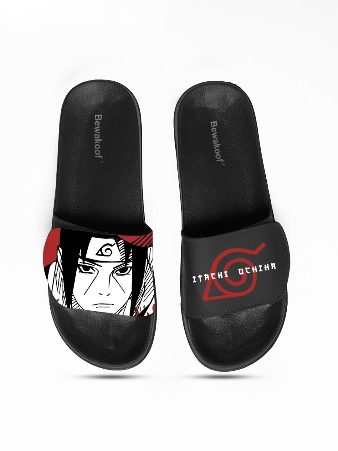 

Bewakoof Men Black & White Printed Rubber Sliders