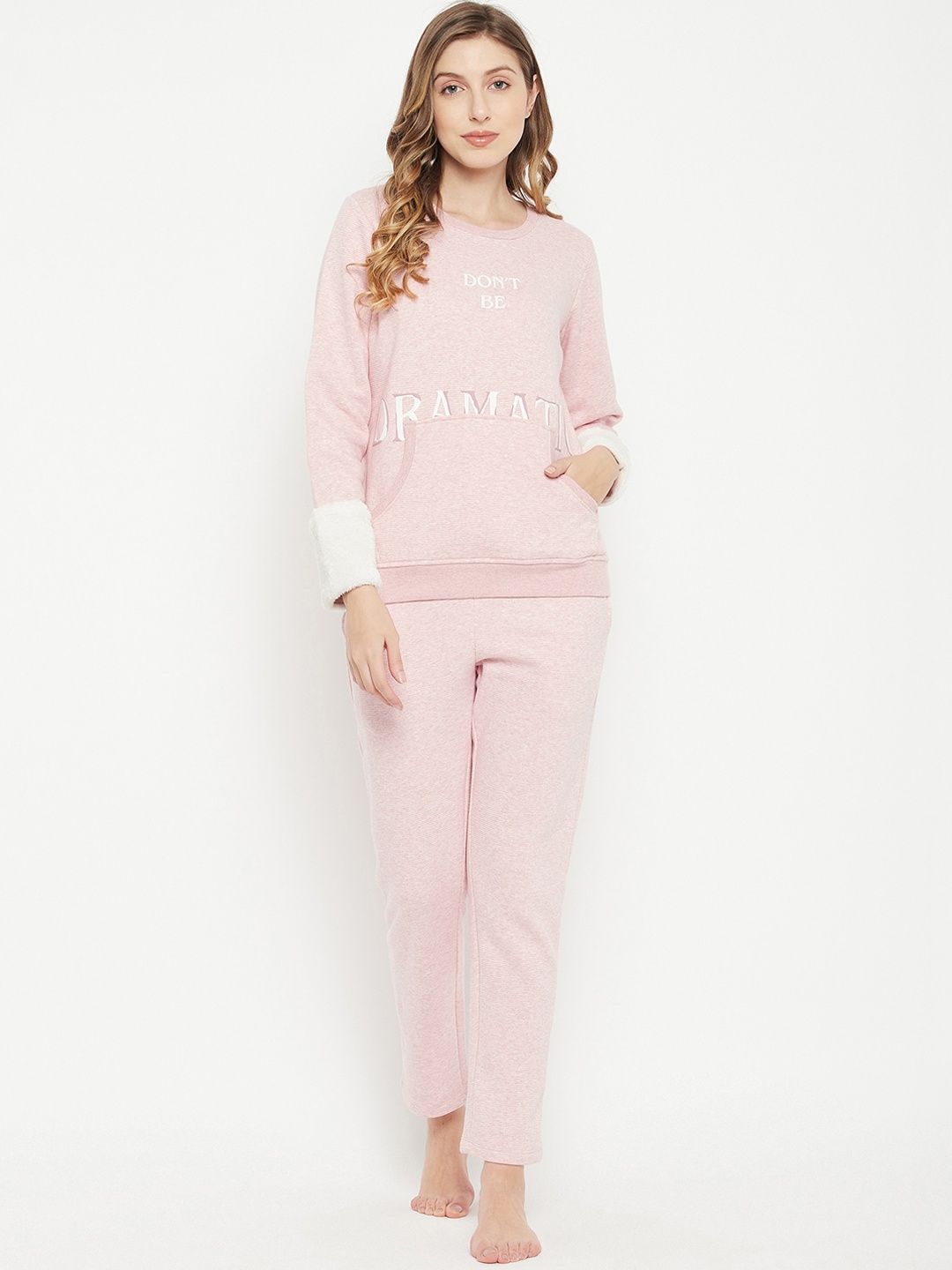 

MADAME M SECRET Women Pink & White Printed Night suit