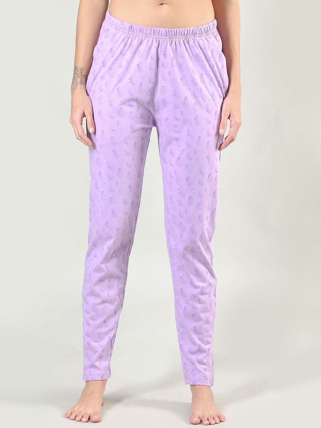 

Organzaa Women Lavender-Coloured Printed Cotton Lounge Pants