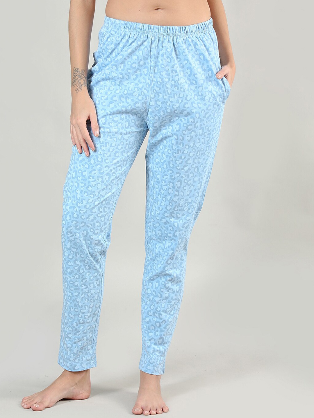 

Organzaa Women Blue Printed Cotton Lounge Pants