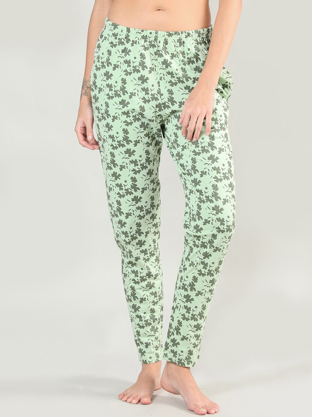 

Organzaa Women Sea Green Printed Cotton Lounge Pants