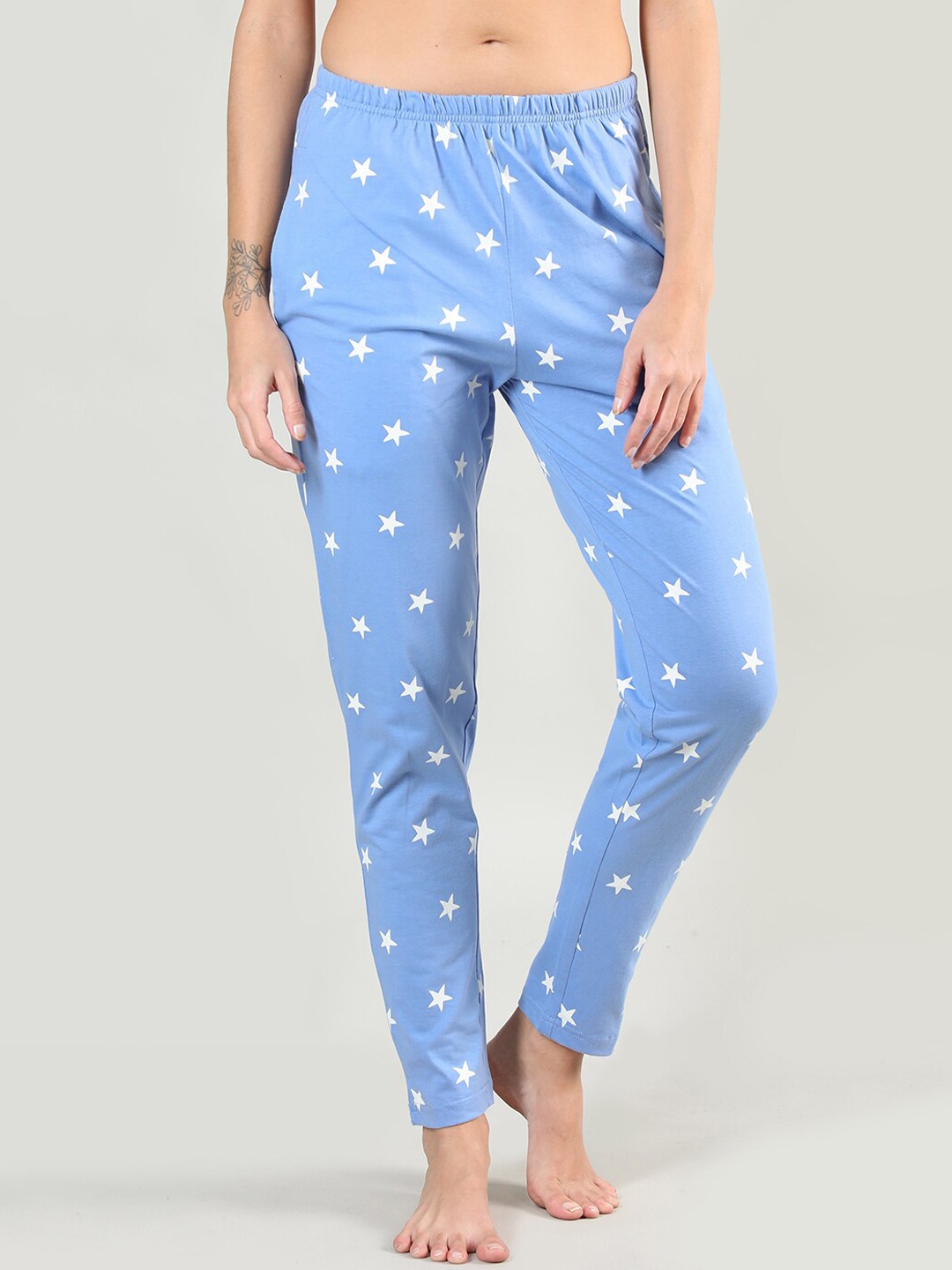 

Organzaa Women Sky Blue Printed Cotton Lounge Pants