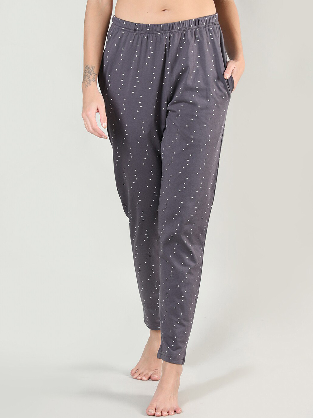 

Organzaa Women Grey Printed Cotton Lounge Pants
