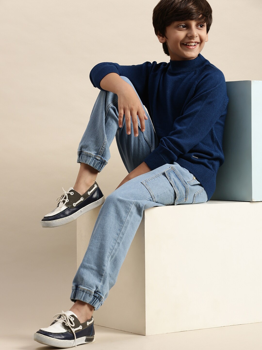 

PIPIN Boys Round Neck Pullover Sweatshirt, Navy blue