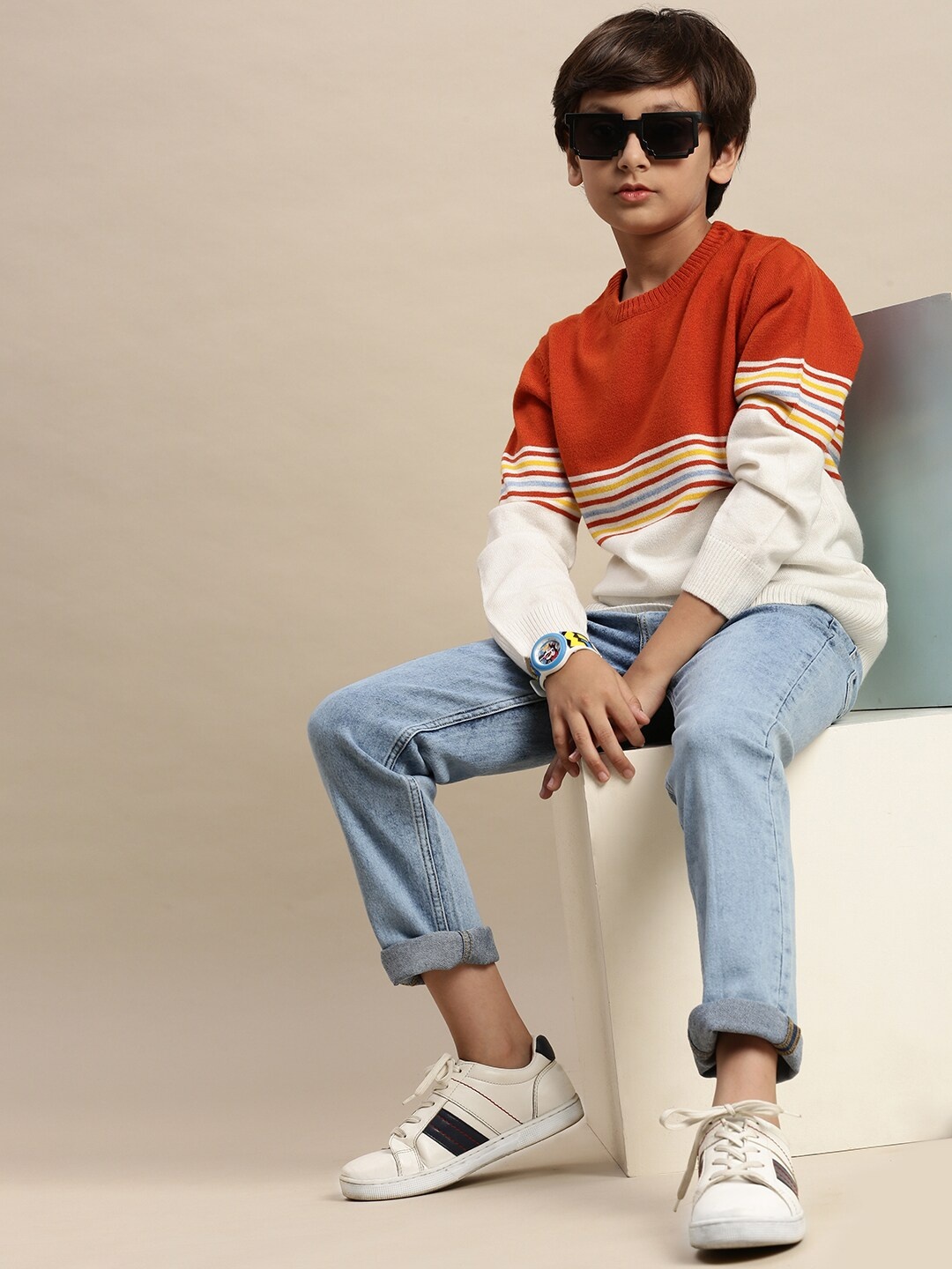 

PIPIN Boys Orange Striped Sweatshirt