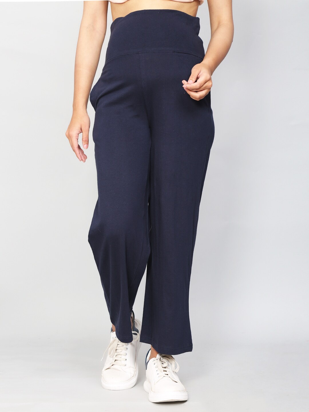 

SillyBoom Women Navy Blue Solid Cotton Maternity Palazzo