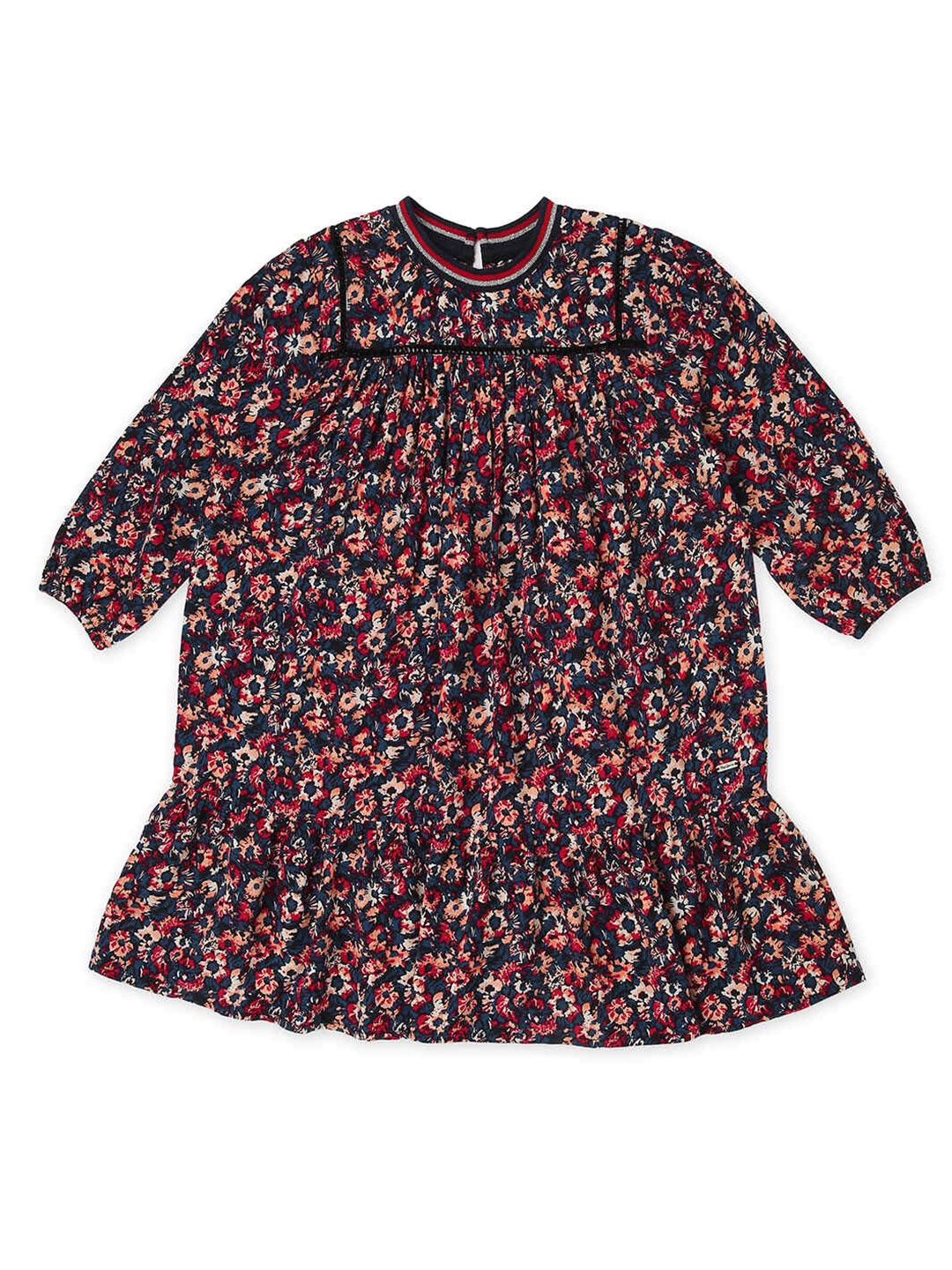 

Pepe Jeans Girls Red & Blue Floral Printed Drop-Waist Dress