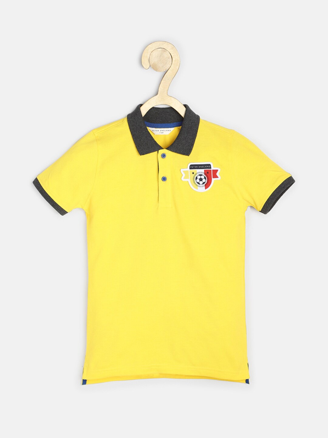 

Peter England Boys Yellow Solid Polo Collar Cotton T-shirt