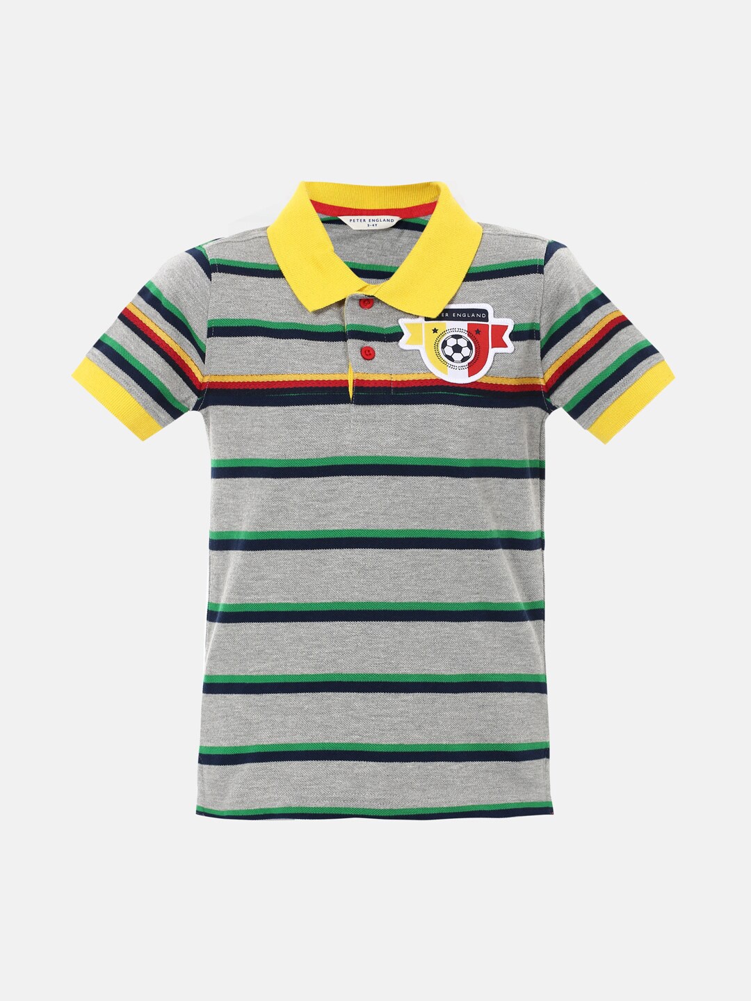

Peter England Boys Grey Printed Polo Collar Cotton T-shirt