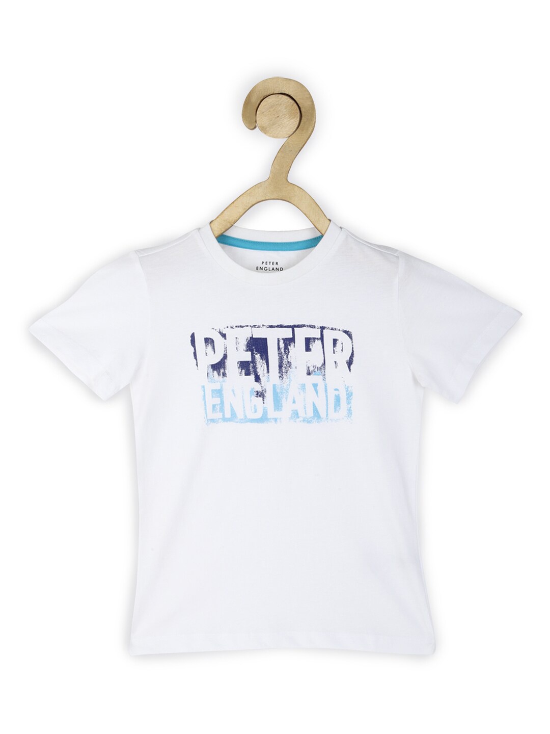 

Peter England Boys White Typography Printed Cotton T-shirt
