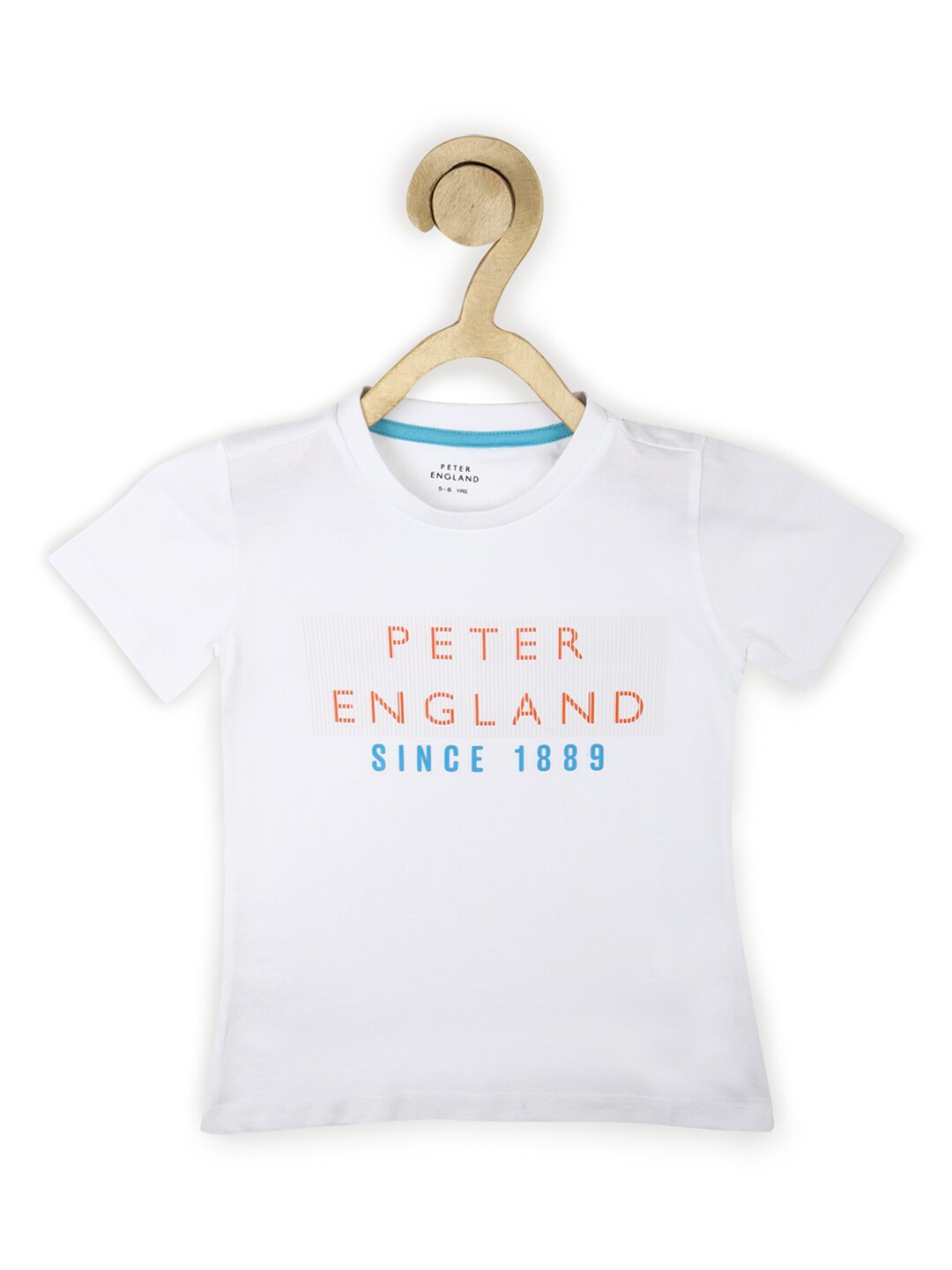 

Peter England Boys White Typography Printed Cotton T-shirt