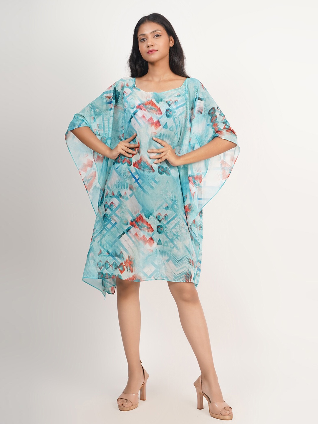 

Rajoria Instyle Blue & Red Printed Kaftan Dress