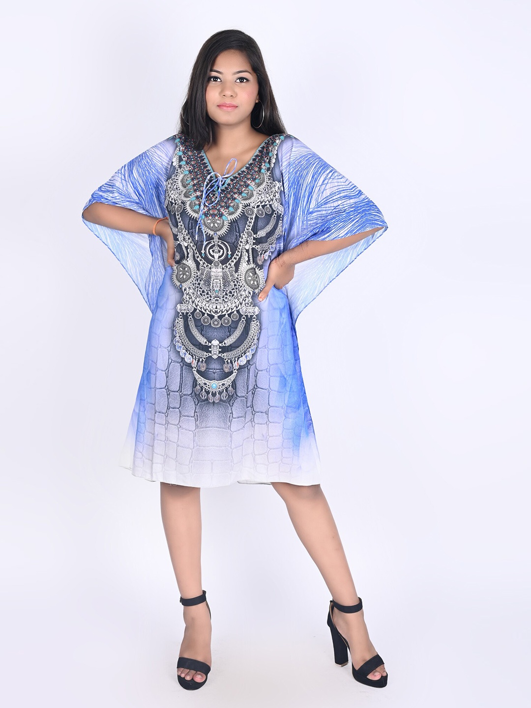 

Rajoria Instyle Blue & Black Georgette Kaftan Dress