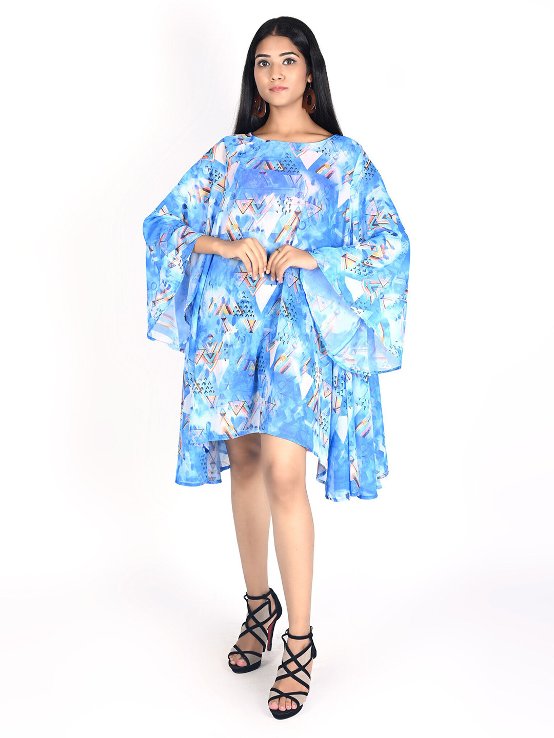 

Rajoria Instyle Blue & White Georgette Ethnic Kaftan Dress