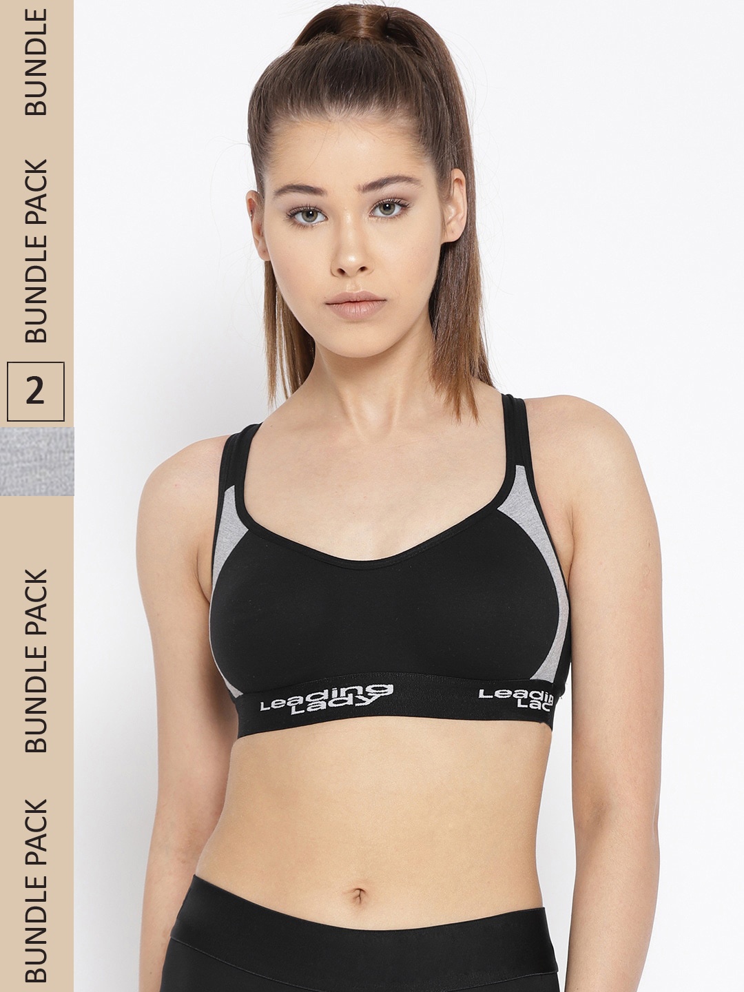 

Leading Lady Black & Grey Colourblocked Bra