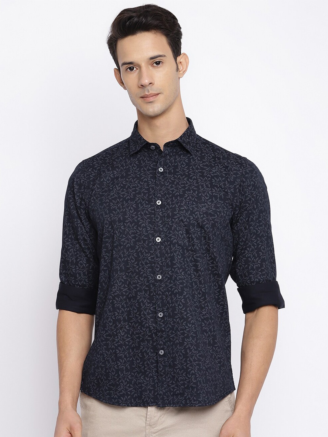 

Cantabil Men Black Printed Cotton Casual Shirt