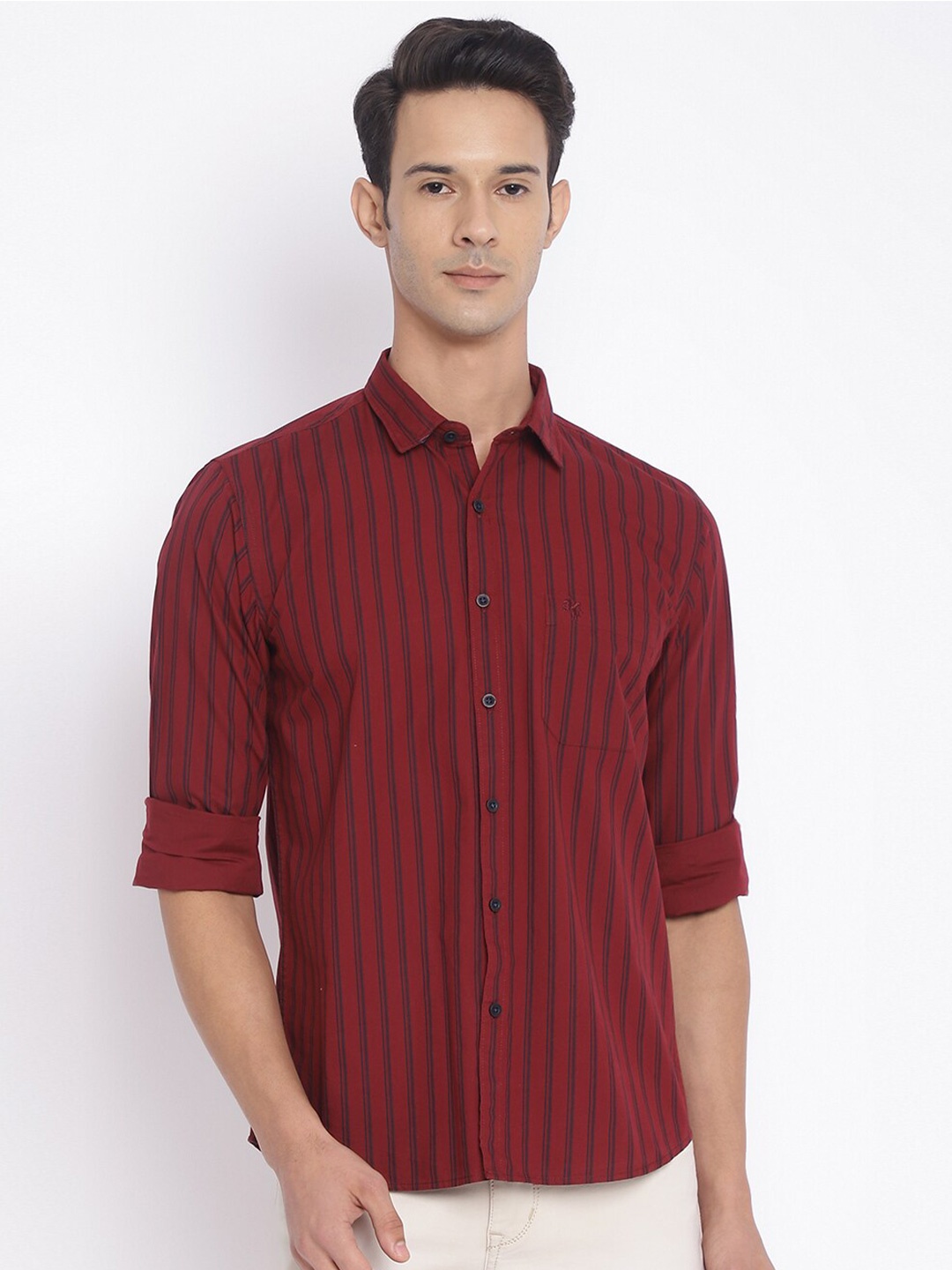 

Cantabil Men Maroon Gingham Checked Cotton Casual Shirt