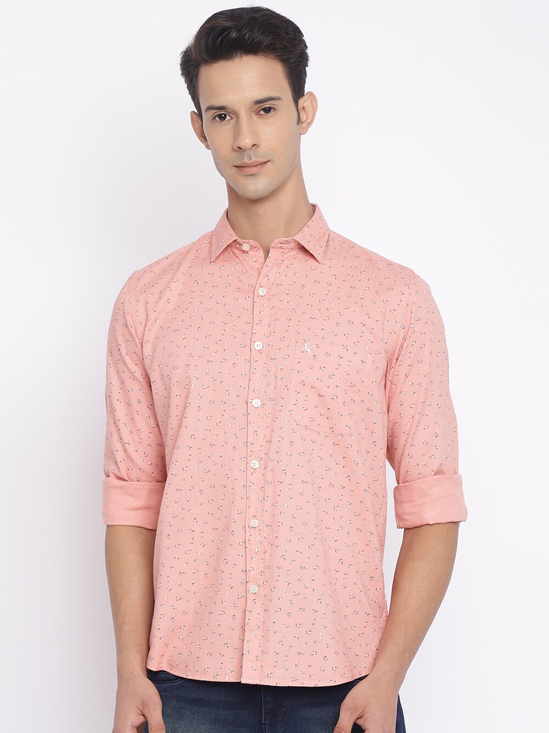 

Cantabil Men Pink Printed Cotton Casual Shirt