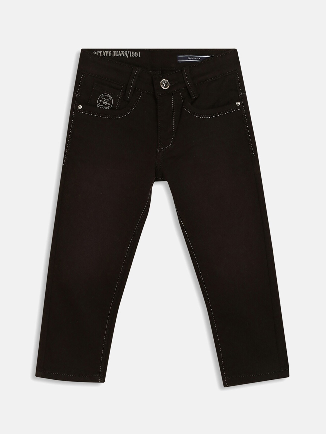 

Octave Boys Black Stretchable Mid-Rise Cotton Jeans