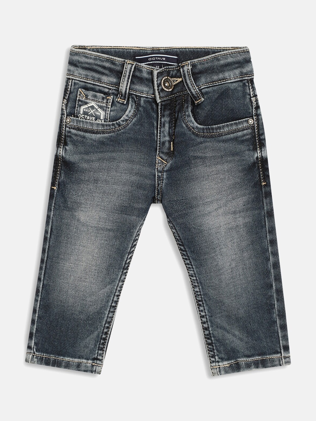 

Octave Boys Heavy Fade Mid-Rise Cotton Jeans, Grey