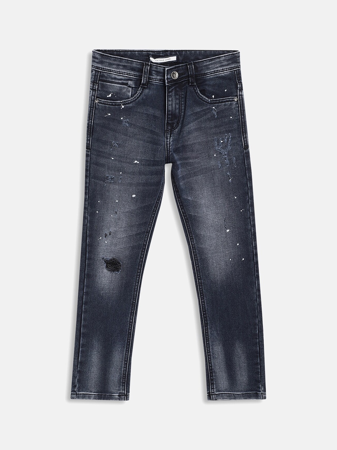 

Octave Boys Mildly Distressed Heavy Fade Cotton Jeans, Black