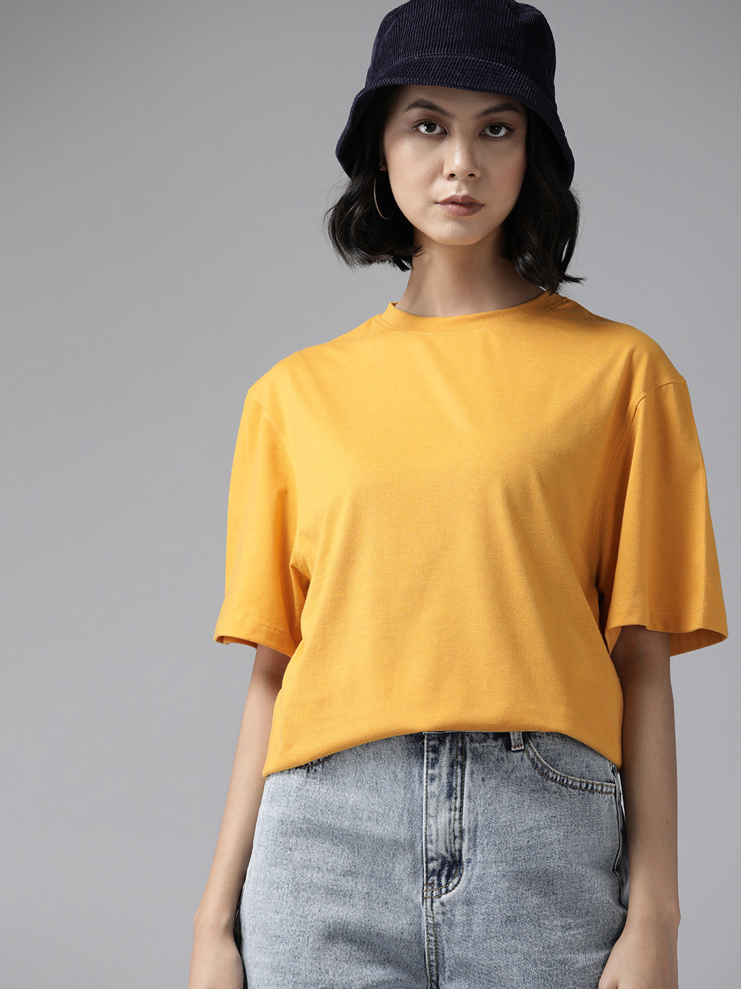 

The Roadster Lifestyle Co. Women Solid Oversized T-shirt, Yellow