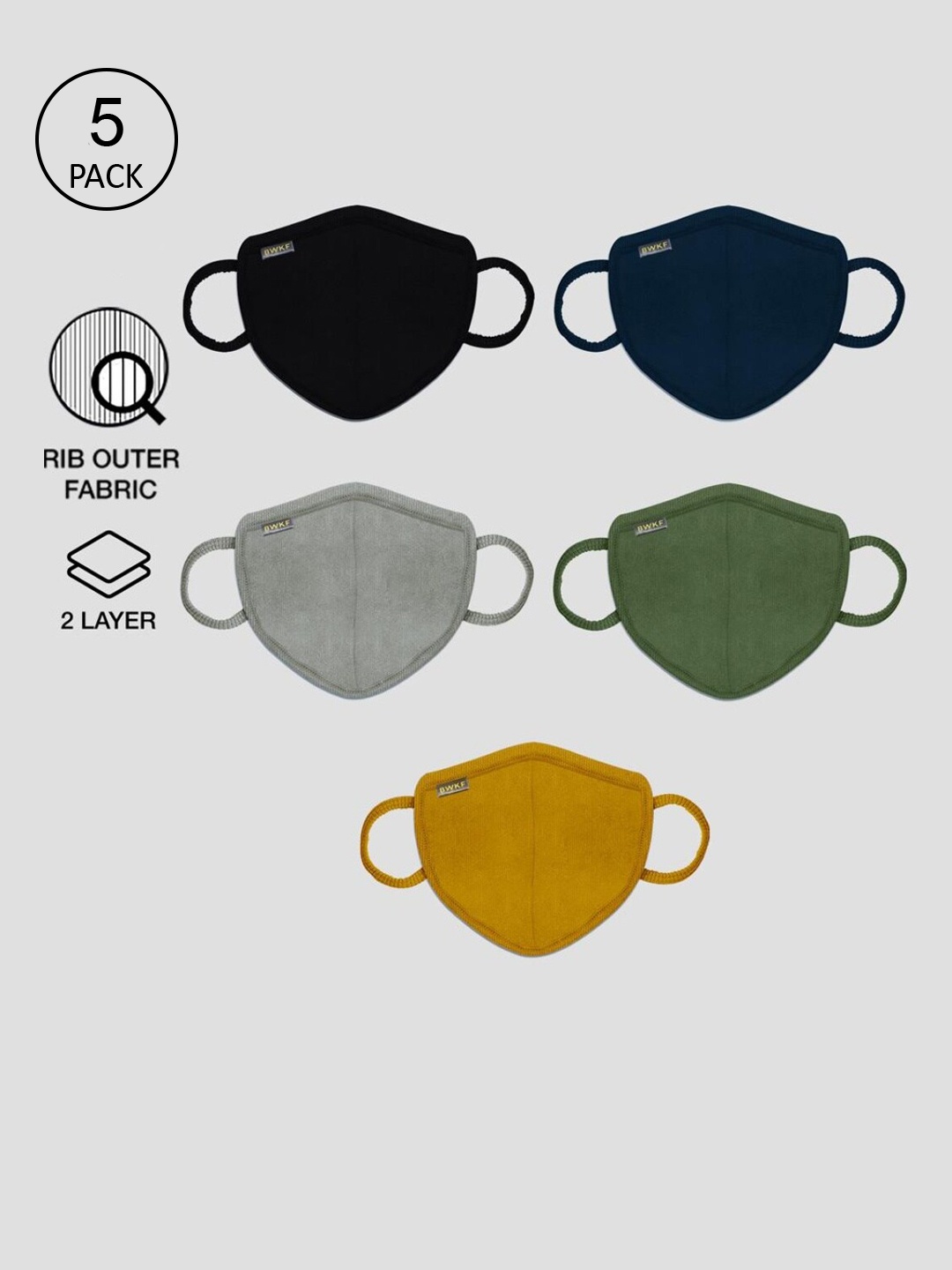

Bewakoof Pack Of 5 Blue & Black Reusable Protective Mask