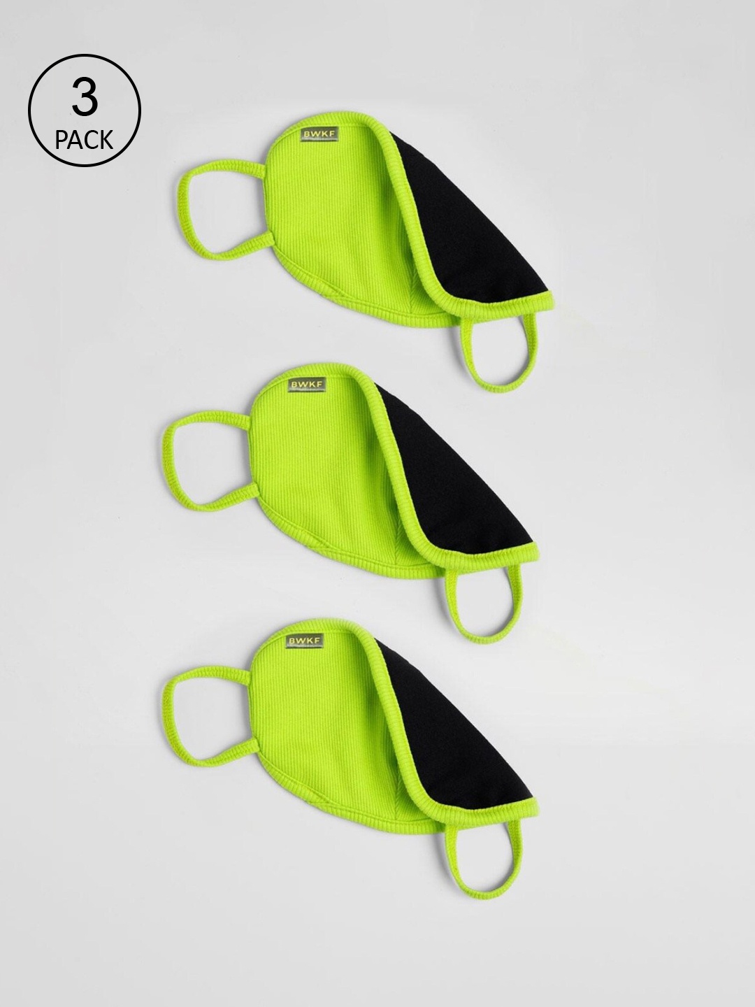 

Bewakoof Pack of 3 Green Solid Cotton Premium Protective Masks