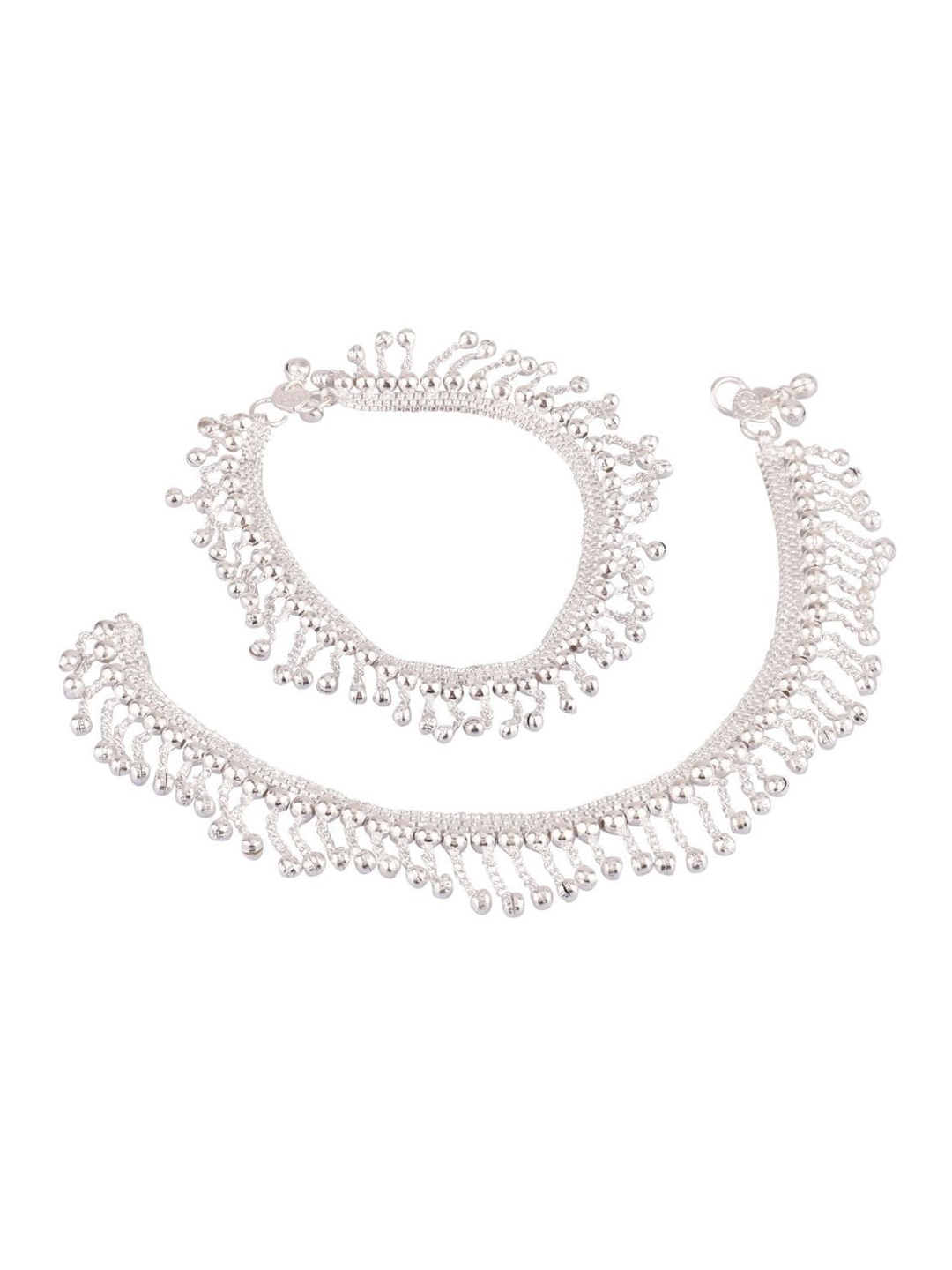 

Efulgenz Rhodium-Plated Silver-Tone Artificial Beaded Anklets