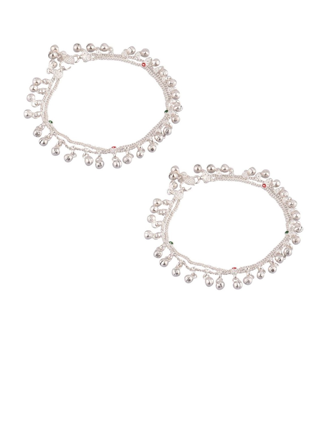 

Efulgenz Rhodium-Plated Silver-Toned Beaded Anklet