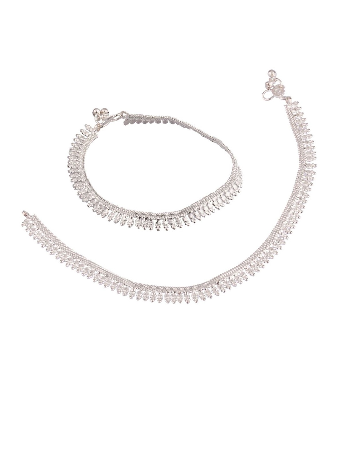 

Efulgenz Rhodium-Plated Silver-Toned Beaded Anklets