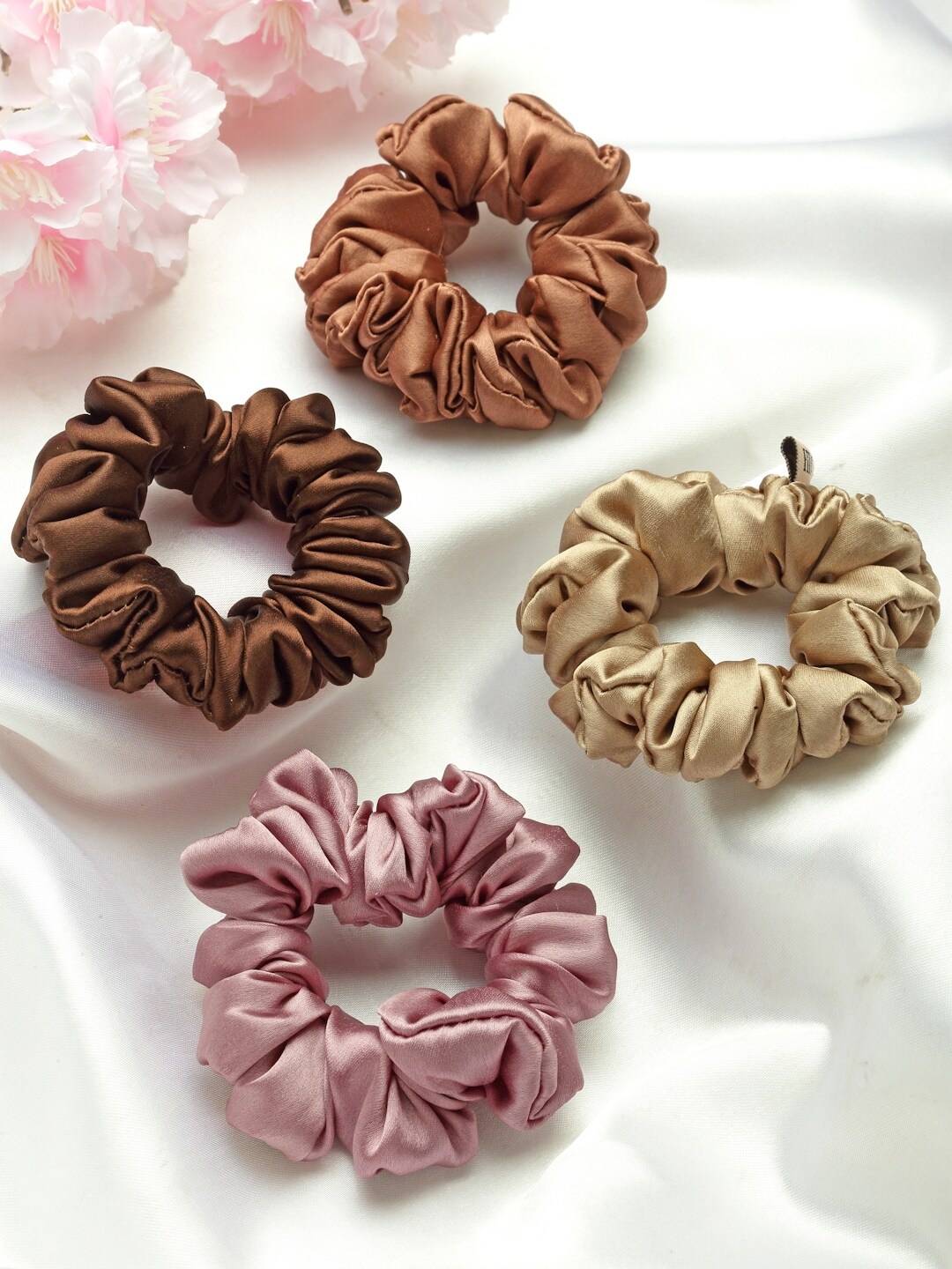 

HAIR DRAMA CO. Women Brown & Pink Set of 4 Ponytail Holders