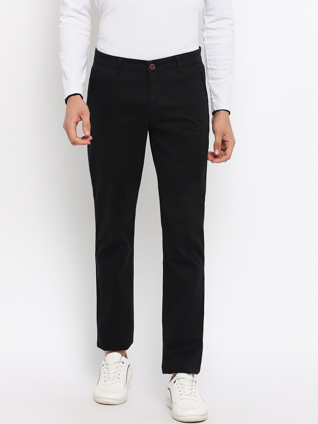 

Cantabil Men Black Cotton Trousers